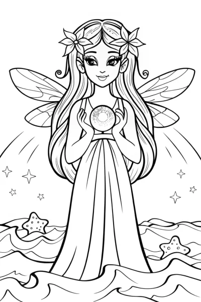 The Fairy Oracle at the Crystal Cove Coloring Page
