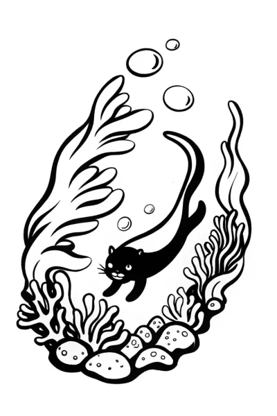 Black Panther Underwater Explorer Coloring Page