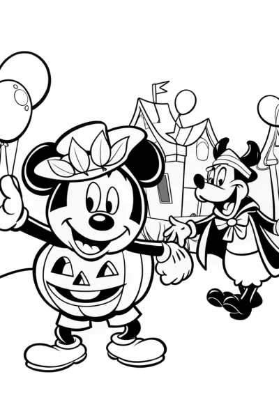 Mickey Mouse Halloween Costume Coloring Page