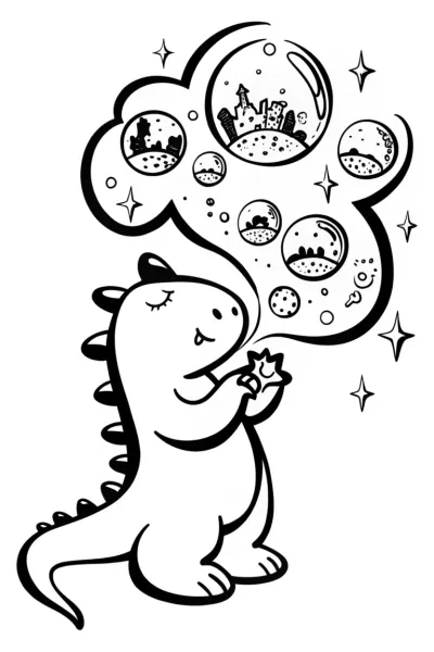 Godzilla’s Cosmic Bubble Adventure Coloring Page