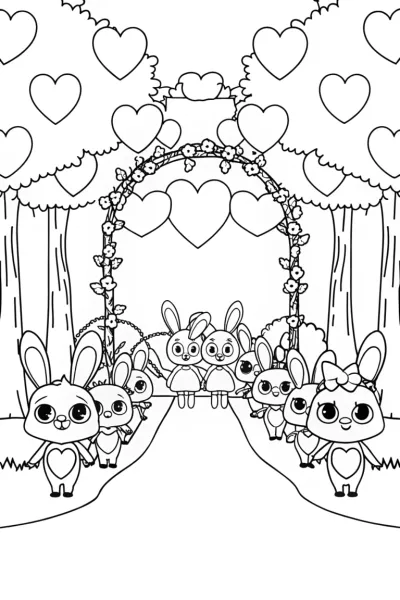 Rabbits in a heart parade