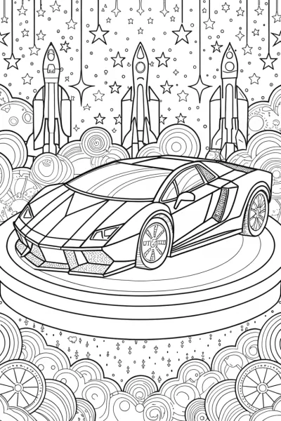 Futuristic Lamborghini Launch Pad Coloring Page