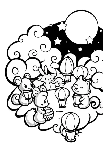 Harvest Moon Lantern Festival Coloring Page