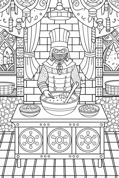 Ninja chef in a magical kitchen