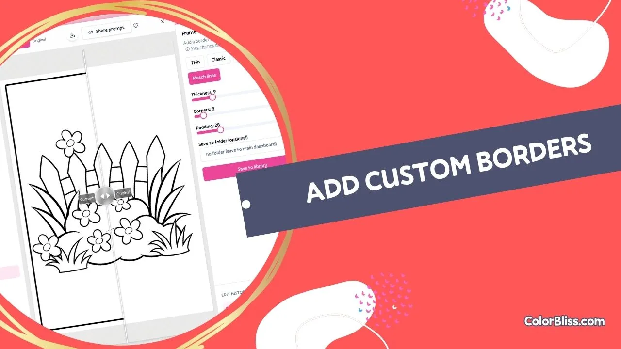 A coloring page of Add a border to any coloring page with frame