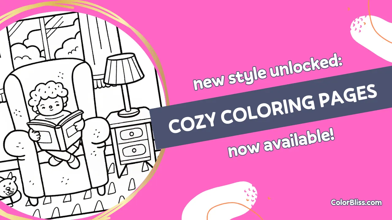A coloring page of New Cozy Coloring Page Style