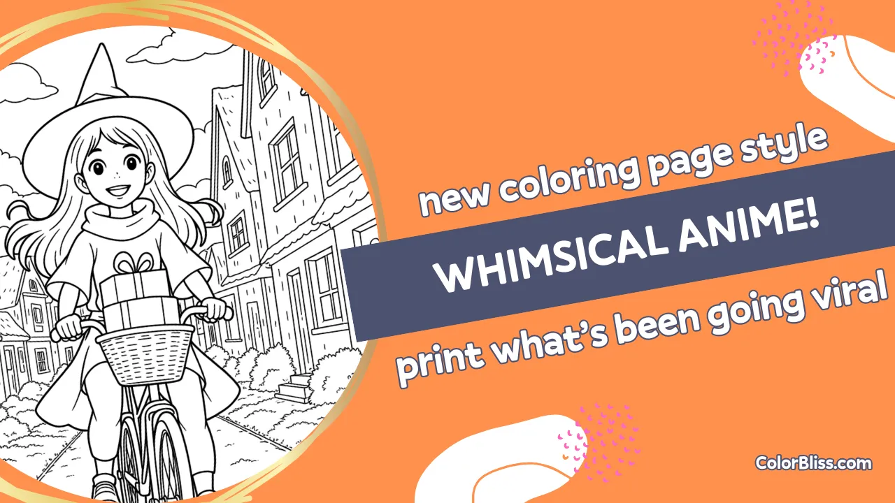 A coloring page of New Style: Whimsical Anime