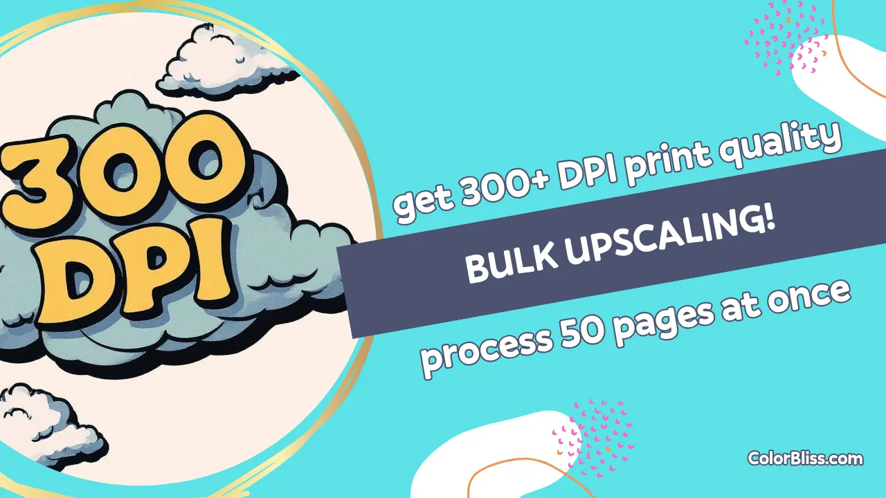 A coloring page of Bulk Upscale for High-Quality Printing