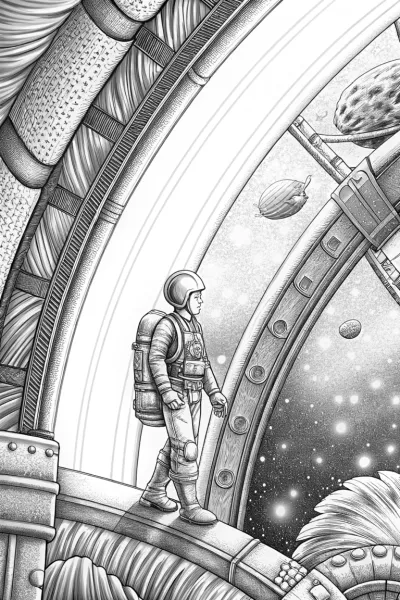 Turkey adventurer on a space bridge