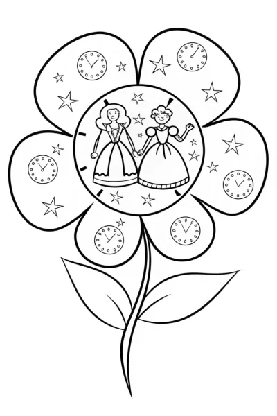 The Flower Time Machine Coloring Page