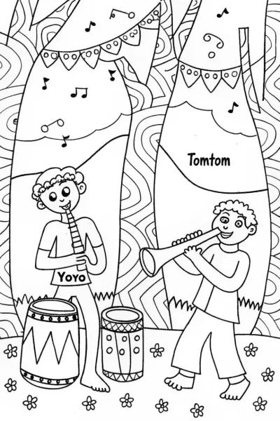 JJ’s whimsical music celebration coloring page