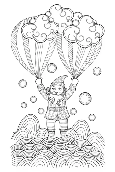 Gnome juggling clouds