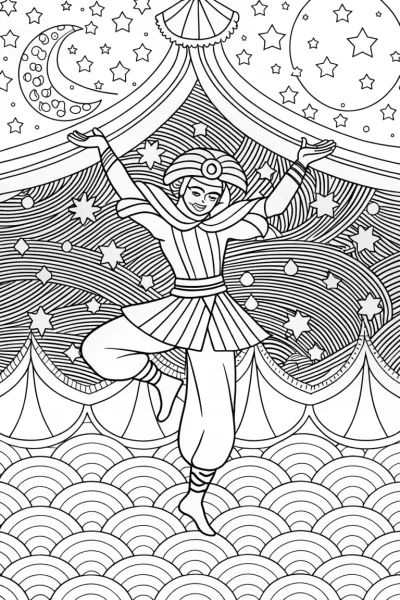Ninja moonlit dance coloring page