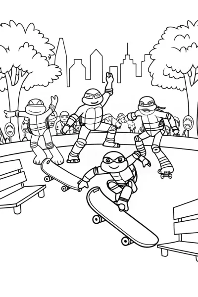 Teenage Mutant Ninja Turtles skateboarding