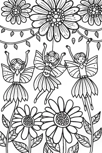 Flower Fairy Festival Coloring Page