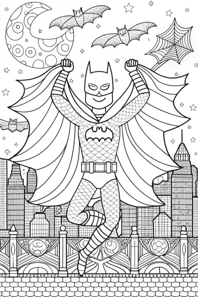 Batman and the Magical Dance of Shadows Coloring Page