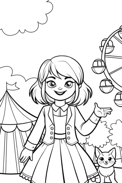 Gabby’s Whimsical Cat Carnival Coloring Page