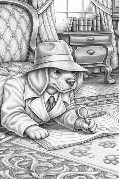 Puppy detective solving a mystery