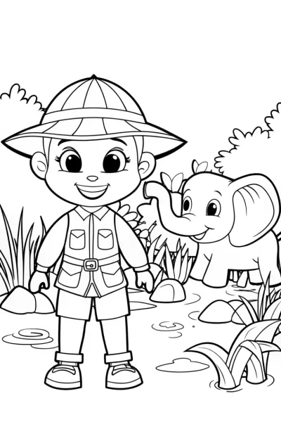 Huggy Wuggy’s Dreamy Safari Coloring Page