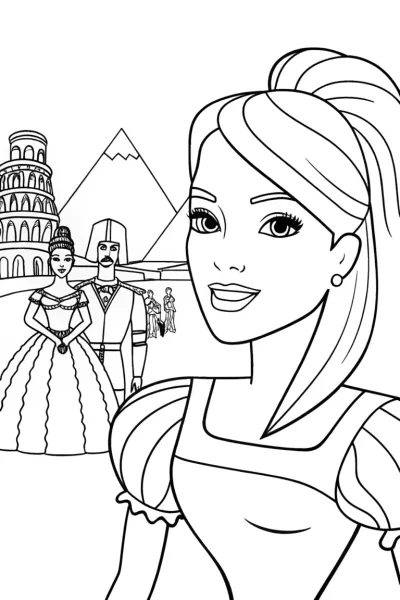 Barbie’s Time-Traveling Adventure Coloring Page