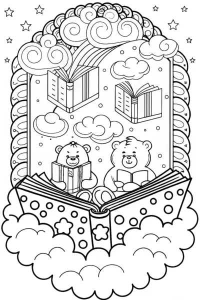 Care Bears Cozy Cloud Library Adventure Coloring Page