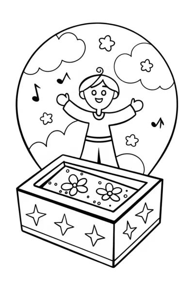 JJ’s Whimsical Music Box Adventure Coloring Page