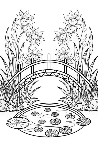 The Enchanted Flower Bridge Coloring Page