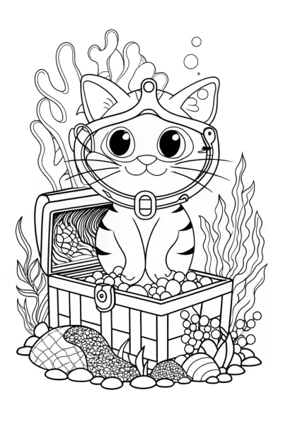 Whiskers the Cat underwater treasure dive