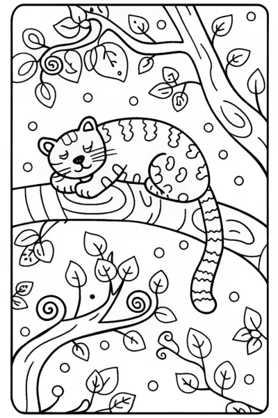 Black Panther and Mystical Tree of Life Coloring Page