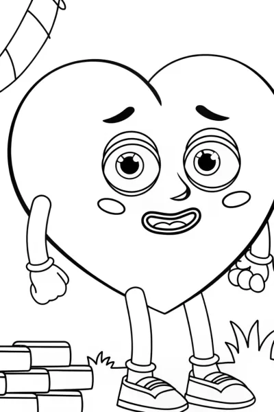 Heart character exploring emotions