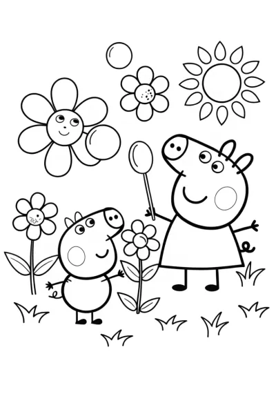 Peppa Pig’s Enchanted Bubble Adventure Coloring Page