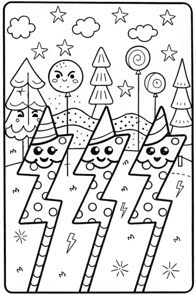 The Lightning Bolt Parade Coloring Page