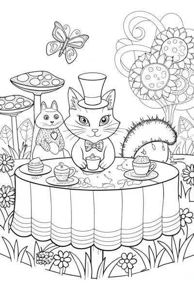 Whimsical Cat’s Enchanted Tea Party Adventure