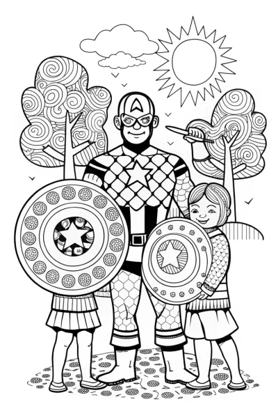 Captain America Inspiring Unity Coloring Page