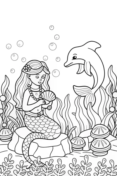 Mermaid’s Jewels of Wisdom Coloring Page