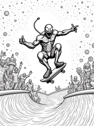 Venom skateboarding in space