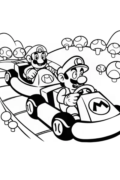 Mario and Luigi Mushroom Kingdom Adventure Race Coloring Page