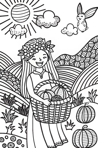 Jasmine’s Joyful Harvest Festival Coloring Page