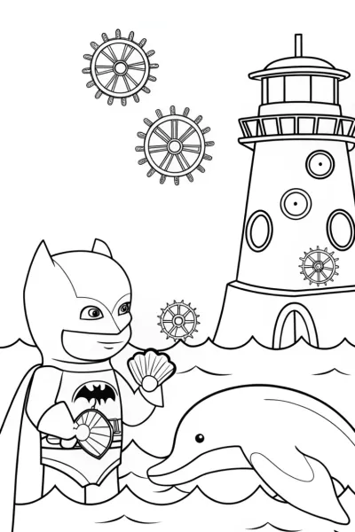 Batman and the Mysterious Lighthouse Coloring Page