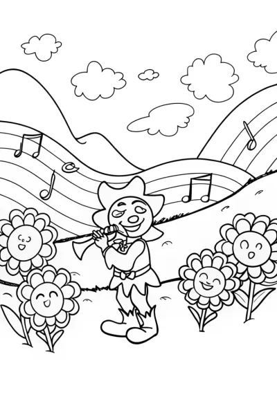 Bard’s Magical Melody Garden Coloring Page