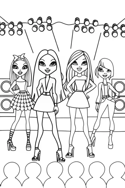 Bratz Dolls Fashion Show Coloring Page