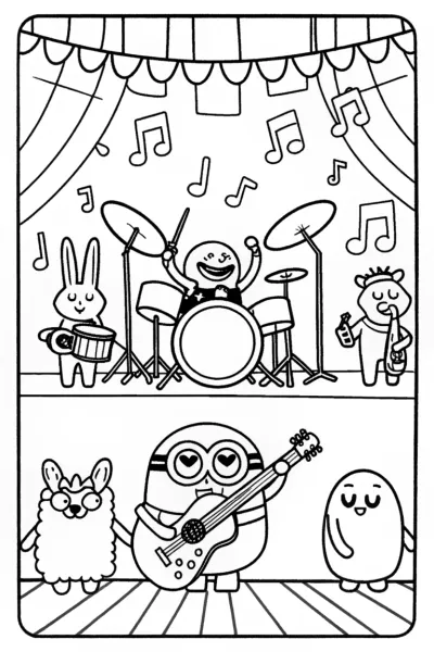 Minion’s Musical Adventure Coloring Page