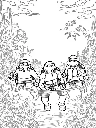 Teenage Mutant Ninja Turtles underwater