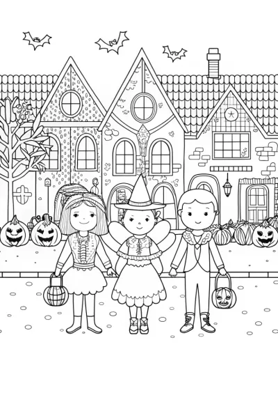 The Enchanted Trick-or-Treat Adventure Coloring Page