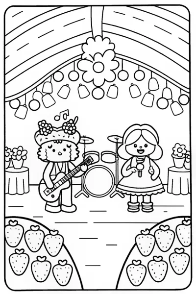 Strawberry Shortcake’s Berry Band Jam Coloring Page