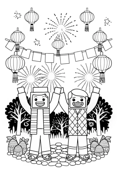 Steve and Alex Festival Coloring Page