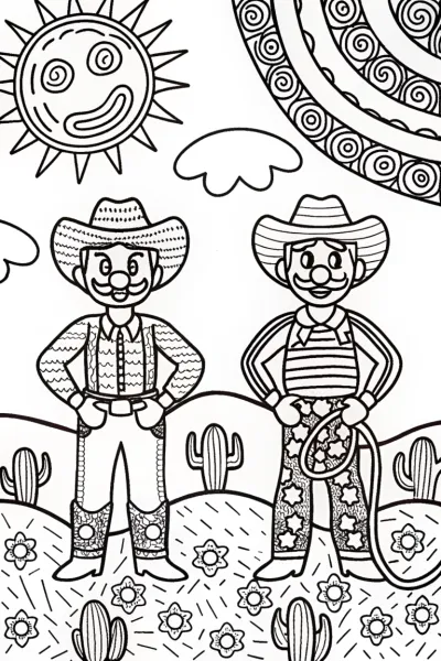 Mario and Luigi’s Cowboy Quest Coloring Page