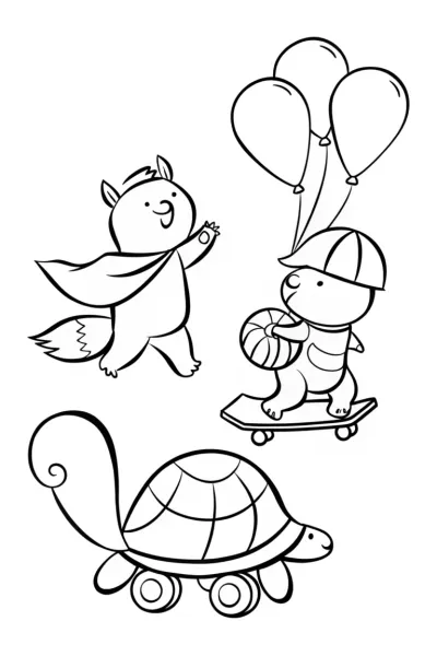 Superhero Pet Parade Coloring Page