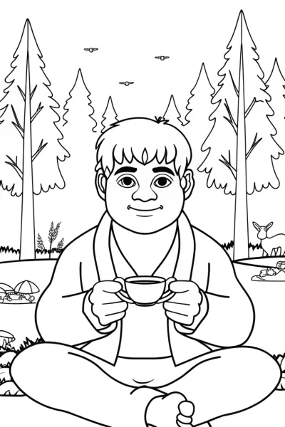 Hulk enjoying tea in the forest