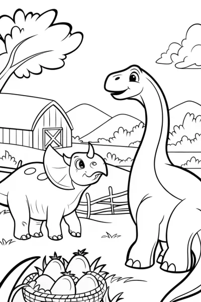 Dino Farm Adventure Coloring Page